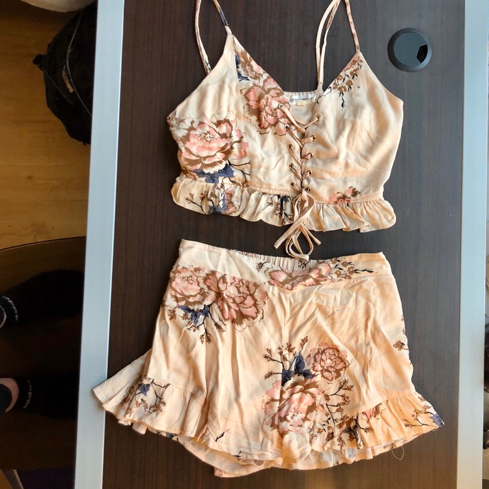 2 piece crop top and shorts set